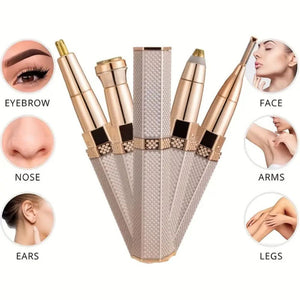 4 In 1 Facial Electric Shaver For Women Full Body Epilator Rechargeable Painless Eyebrow Nose Bikini Hair Trimmer